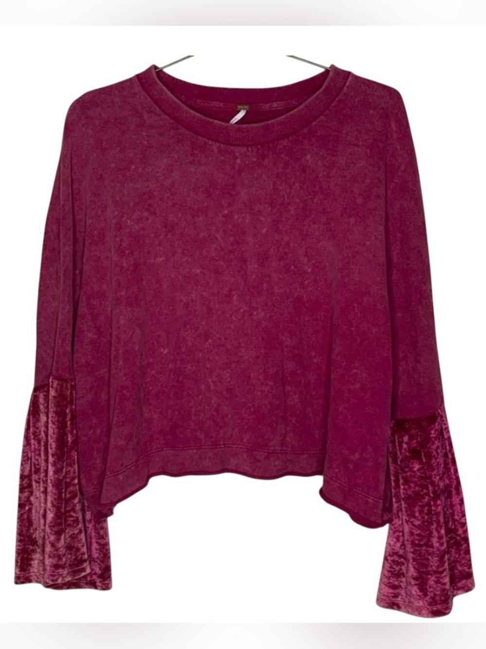 Free People | Pink Baggy Sweater With Large Velvet Bat Wing Sleeves Fall MUST M